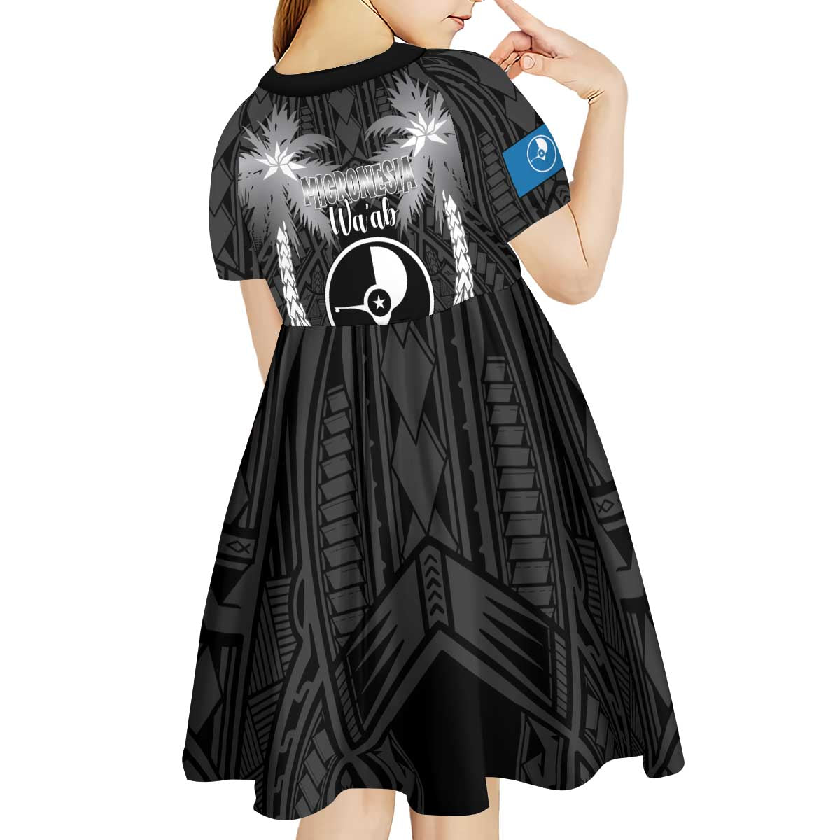 FSM Yap Day Kid Short Sleeve Dress 2025 Wa'ab Micronesia Black Color LT14 - Polynesian Pride