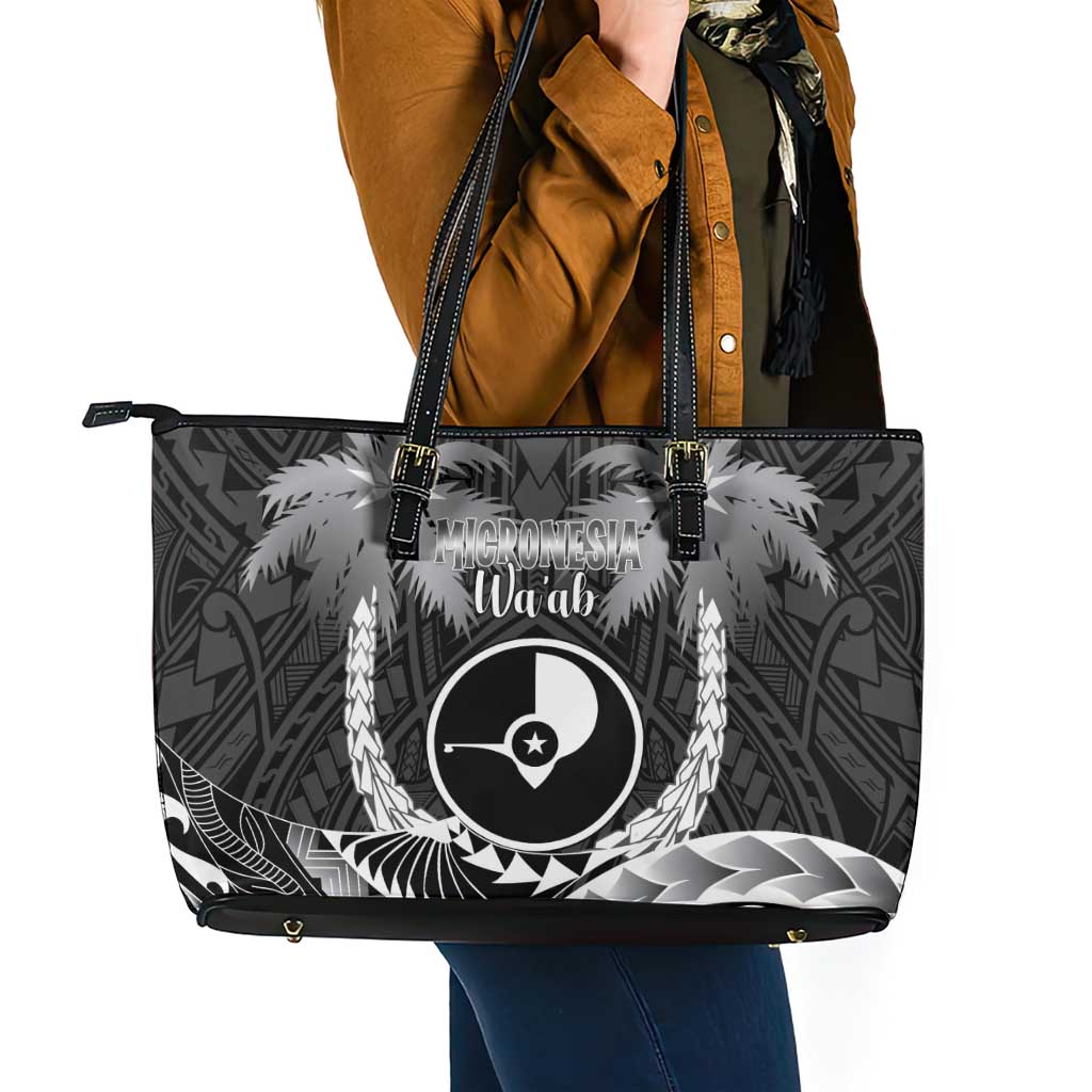 FSM Yap Day Leather Tote Bag 2025 Wa'ab Micronesia Black Color LT14 - Polynesian Pride