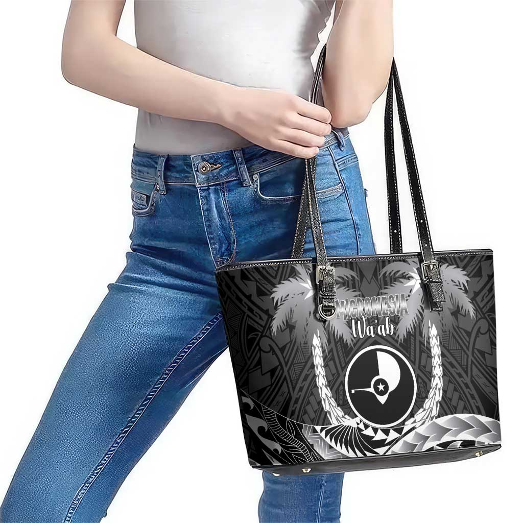 FSM Yap Day Leather Tote Bag 2025 Wa'ab Micronesia Black Color LT14 - Polynesian Pride