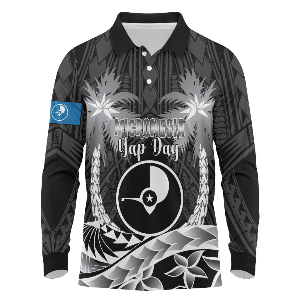 FSM Yap Day Long Sleeve Polo Shirt 2025 Wa'ab Micronesia Black Color LT14 Black - Polynesian Pride
