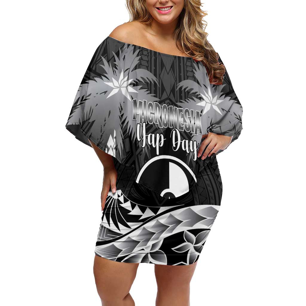 FSM Yap Day Off Shoulder Short Dress 2025 Wa'ab Micronesia Black Color LT14 Women Black - Polynesian Pride