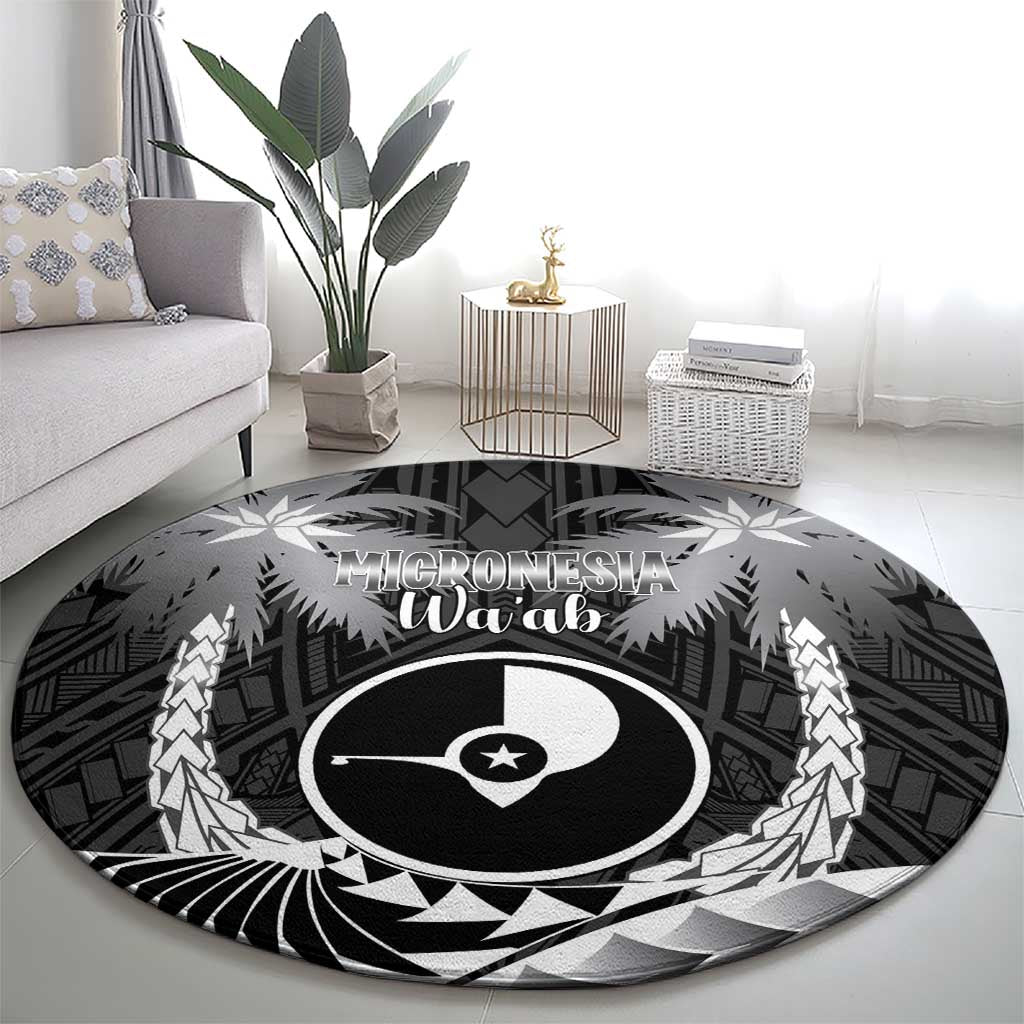 FSM Yap Day Round Carpet 2025 Wa'ab Micronesia Black Color LT14 - Polynesian Pride