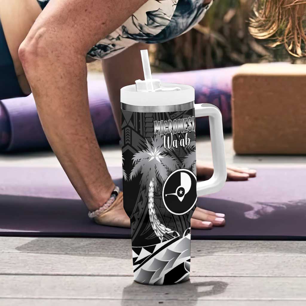 FSM Yap Day Tumbler With Handle 2025 Wa'ab Micronesia Black Color LT14 - Polynesian Pride