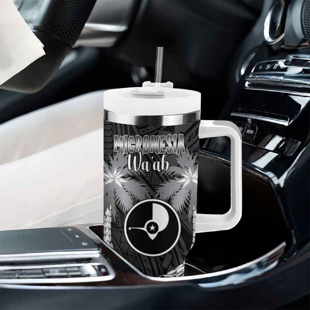 FSM Yap Day Tumbler With Handle 2025 Wa'ab Micronesia Black Color LT14 - Polynesian Pride