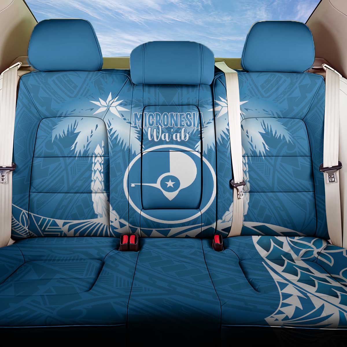 FSM Yap Day Back Car Seat Cover 2025 Wa'ab Micronesia Flag Color LT14 One Size Blue - Polynesian Pride