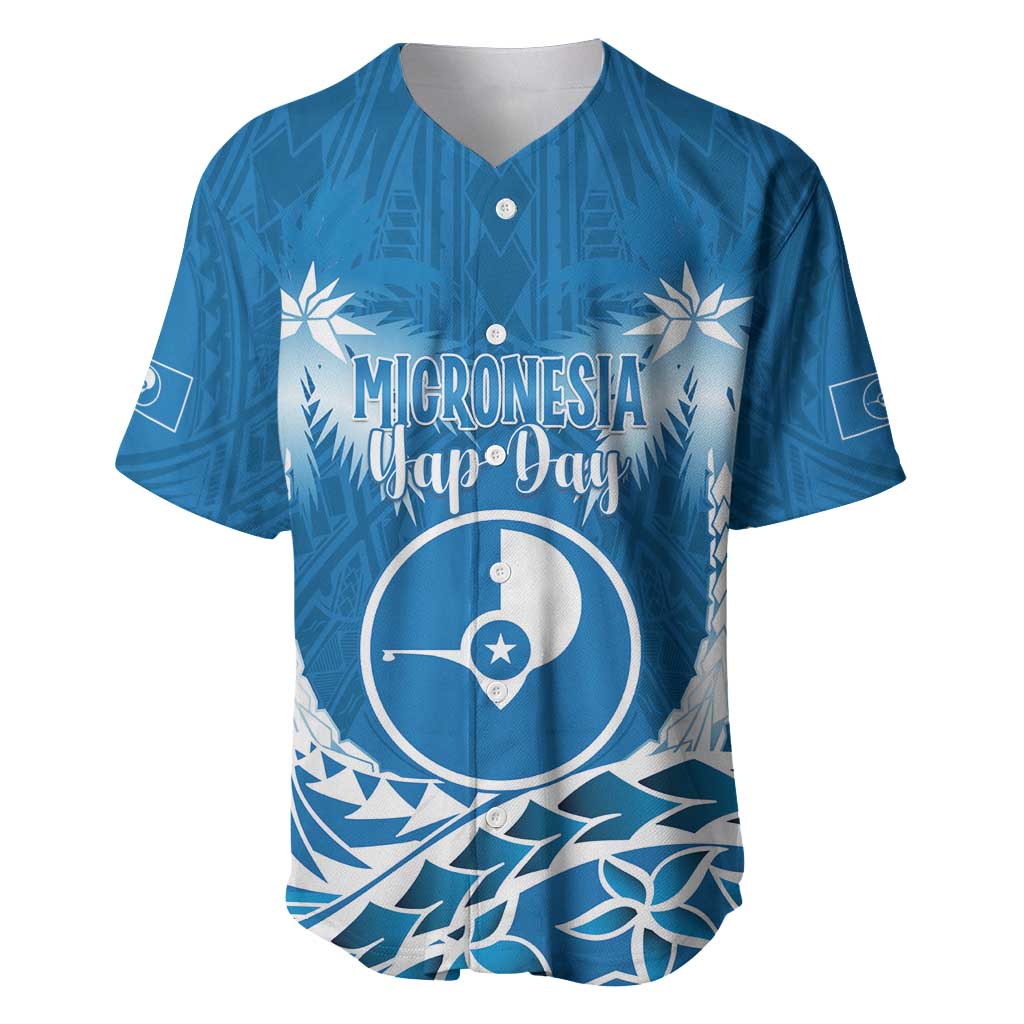 FSM Yap Day Baseball Jersey 2025 Wa'ab Micronesia Flag Color LT14 Blue - Polynesian Pride