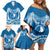 FSM Yap Day Family Matching Off Shoulder Short Dress and Hawaiian Shirt 2025 Wa'ab Micronesia Flag Color