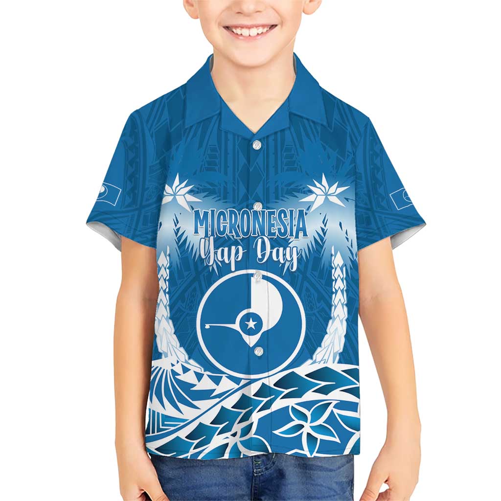 FSM Yap Day Kid Hawaiian Shirt 2025 Wa'ab Micronesia Flag Color LT14 Kid Blue - Polynesian Pride