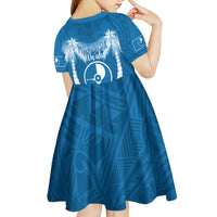 FSM Yap Day Kid Short Sleeve Dress 2025 Wa'ab Micronesia Flag Color LT14 - Polynesian Pride
