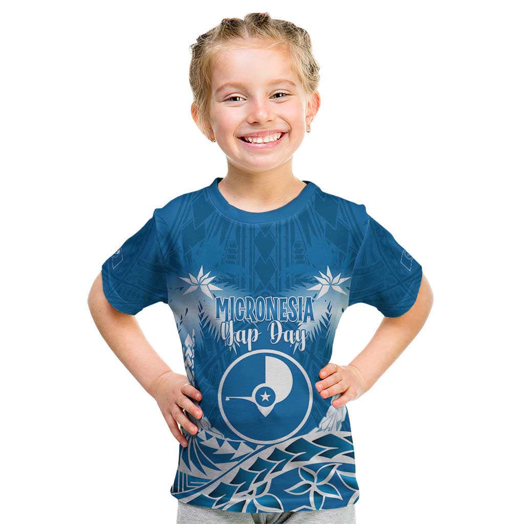 FSM Yap Day Kid T Shirt 2025 Wa'ab Micronesia Flag Color LT14 Blue - Polynesian Pride