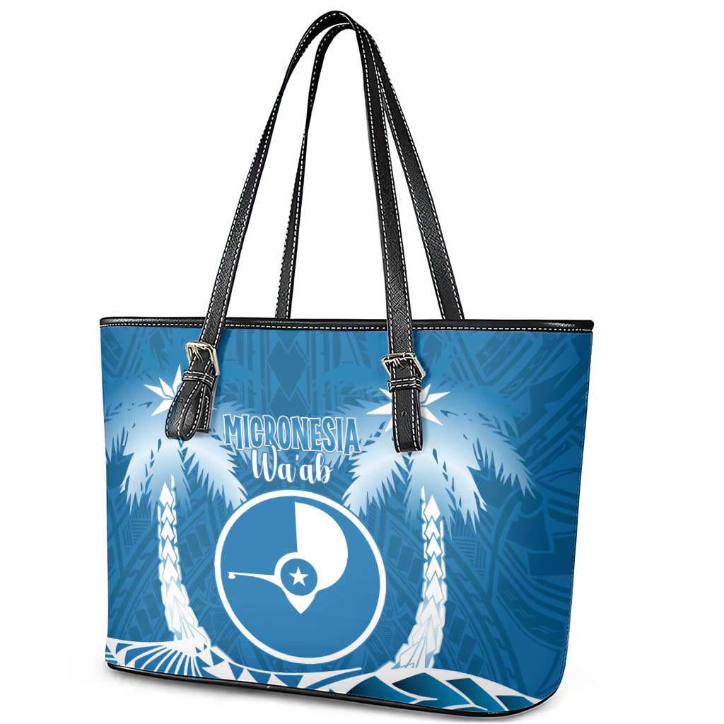 FSM Yap Day Leather Tote Bag 2025 Wa'ab Micronesia Flag Color LT14 - Polynesian Pride