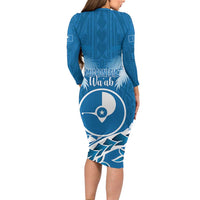 FSM Yap Day Long Sleeve Bodycon Dress 2025 Wa'ab Micronesia Flag Color LT14 - Polynesian Pride