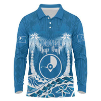 FSM Yap Day Long Sleeve Polo Shirt 2025 Wa'ab Micronesia Flag Color LT14 Blue - Polynesian Pride