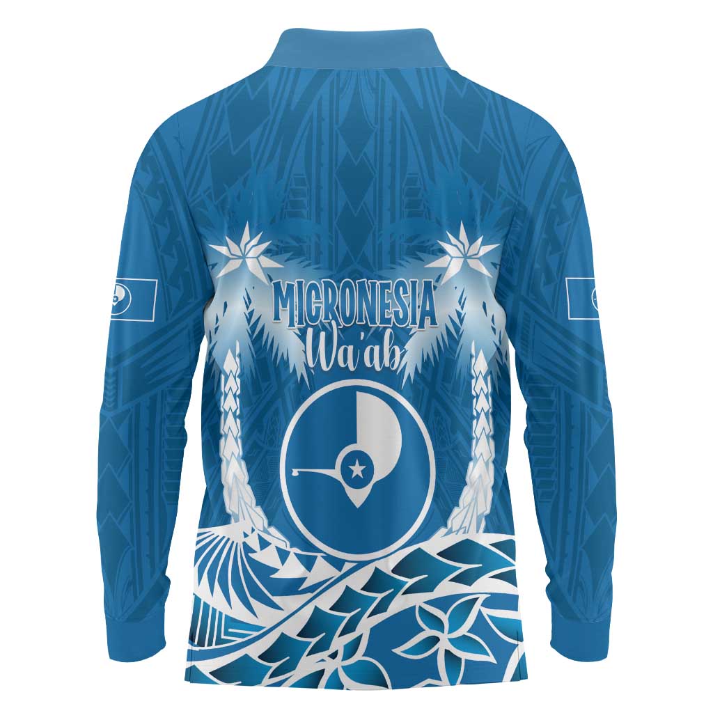 FSM Yap Day Long Sleeve Polo Shirt 2025 Wa'ab Micronesia Flag Color LT14 - Polynesian Pride