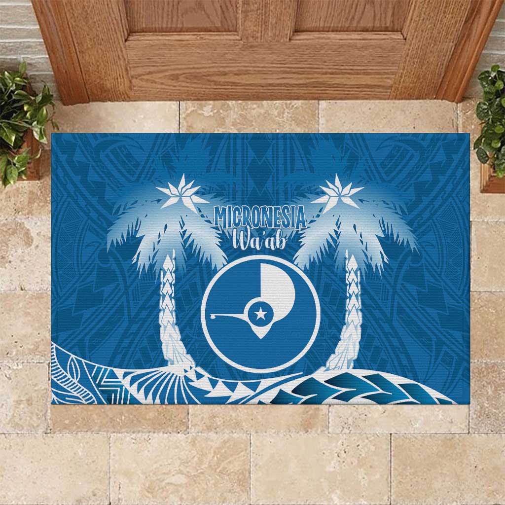 FSM Yap Day Rubber Doormat 2025 Wa'ab Micronesia Flag Color LT14 Blue - Polynesian Pride