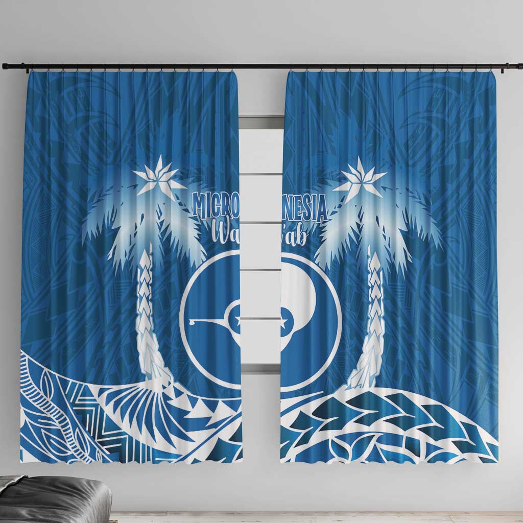 FSM Yap Day Window Curtain 2025 Wa'ab Micronesia Flag Color LT14 With Hooks Blue - Polynesian Pride