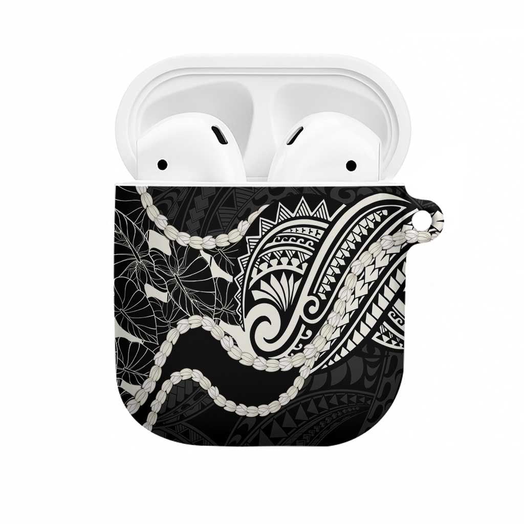 Aloha Hawaii Kalo Pikake Lei AirPods Case Chest Tattoo Black Hawaiian Pattern LT14 Black - Polynesian Pride