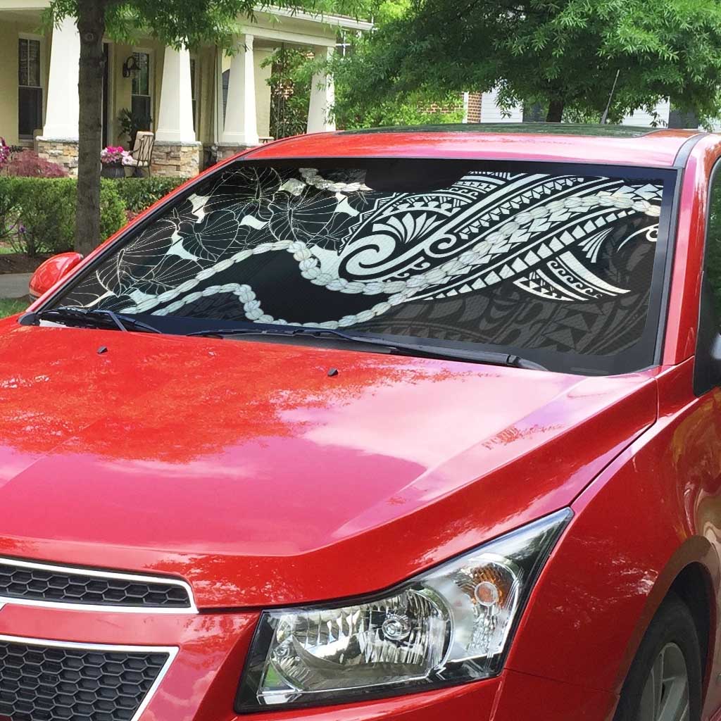 Aloha Hawaii Kalo Pikake Lei Auto Sun Shade Chest Tattoo Black Hawaiian Pattern LT14 - Polynesian Pride