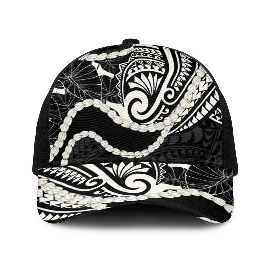 Aloha Hawaii Kalo Pikake Lei Baseball Net Cap Chest Tattoo Black Hawaiian Pattern LT14 One Size Black Black - Polynesian Pride