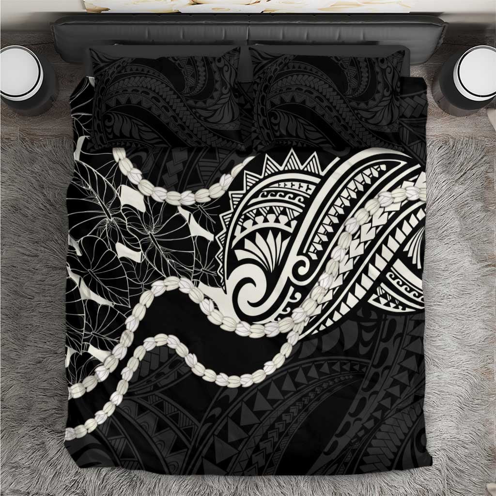 Aloha Hawaii Kalo Pikake Lei Bedding Set Chest Tattoo Black Hawaiian Pattern LT14 Black - Polynesian Pride