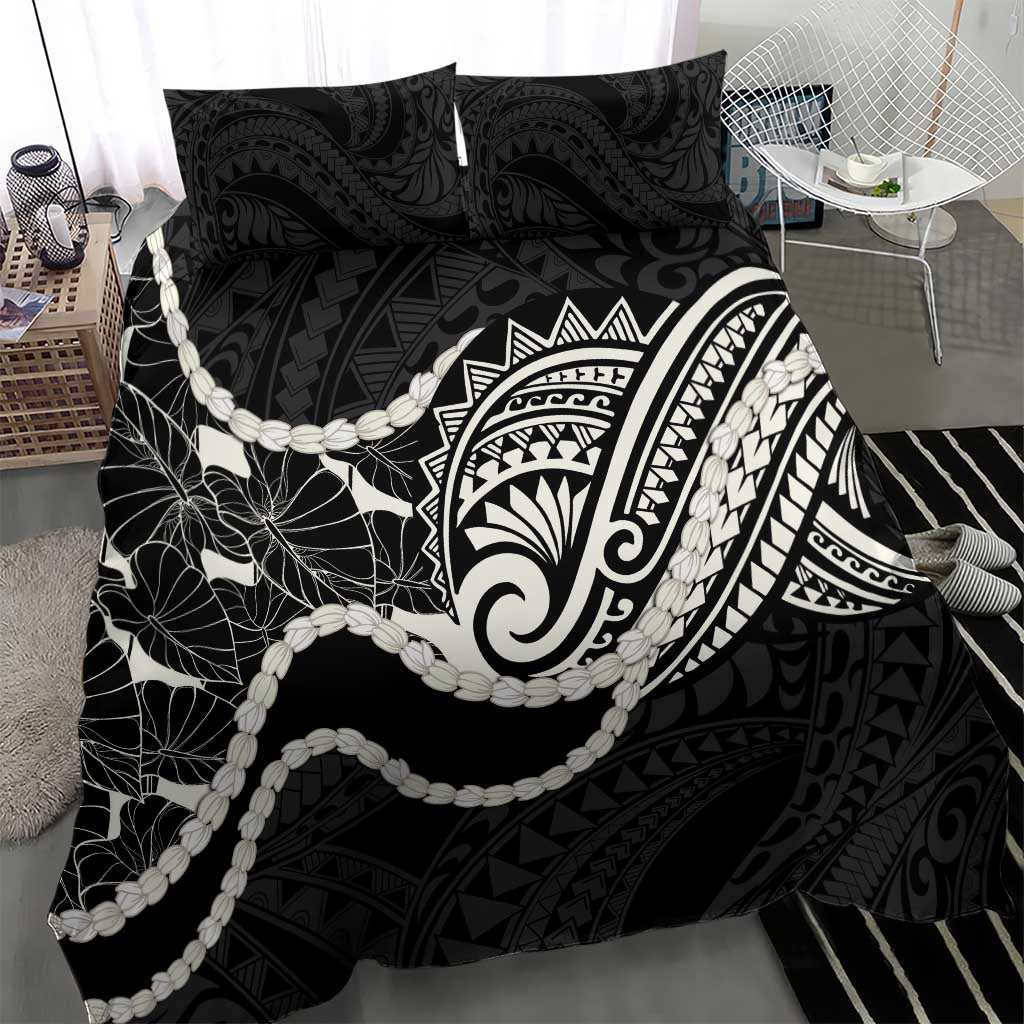 Aloha Hawaii Kalo Pikake Lei Bedding Set Chest Tattoo Black Hawaiian Pattern LT14 - Polynesian Pride