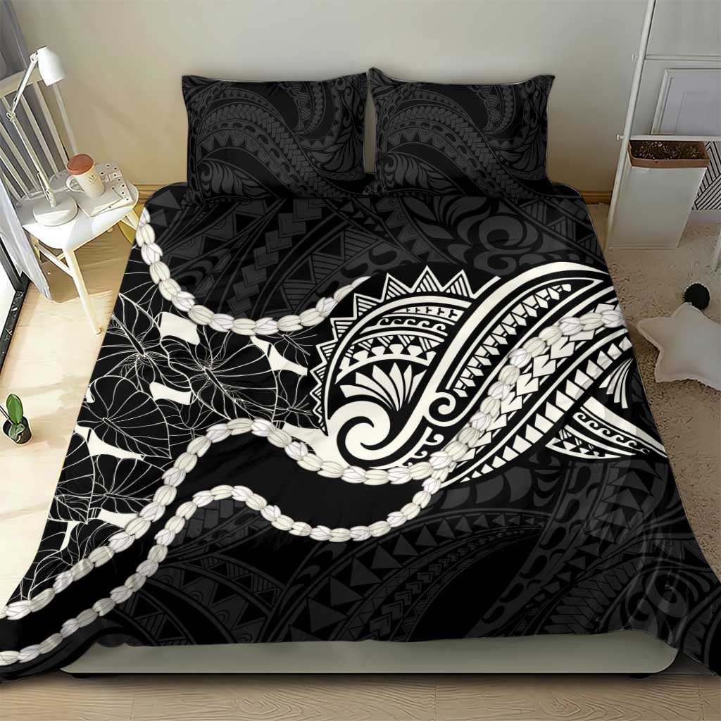 Aloha Hawaii Kalo Pikake Lei Bedding Set Chest Tattoo Black Hawaiian Pattern LT14 - Polynesian Pride