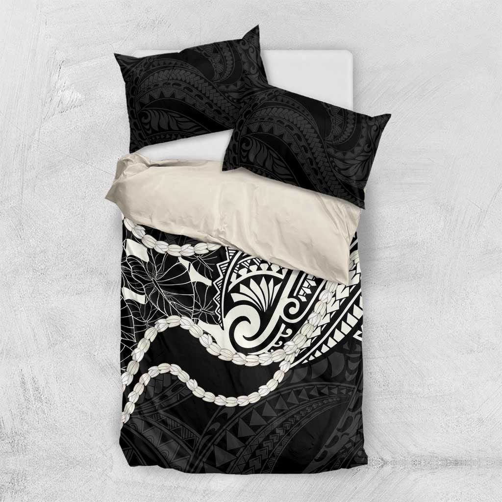 Aloha Hawaii Kalo Pikake Lei Bedding Set Chest Tattoo Black Hawaiian Pattern LT14 US Twin 172cm x 218cm Black - Polynesian Pride