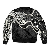 Aloha Hawaii Kalo Pikake Lei Bomber Jacket Chest Tattoo Black Hawaiian Pattern LT14 - Polynesian Pride