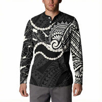 Aloha Hawaii Kalo Pikake Lei Button Sweatshirt Chest Tattoo Black Hawaiian Pattern LT14 - Polynesian Pride