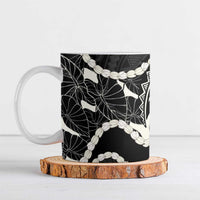 Aloha Hawaii Kalo Pikake Lei Ceramic Mug Chest Tattoo Black Hawaiian Pattern LT14 Black - Polynesian Pride