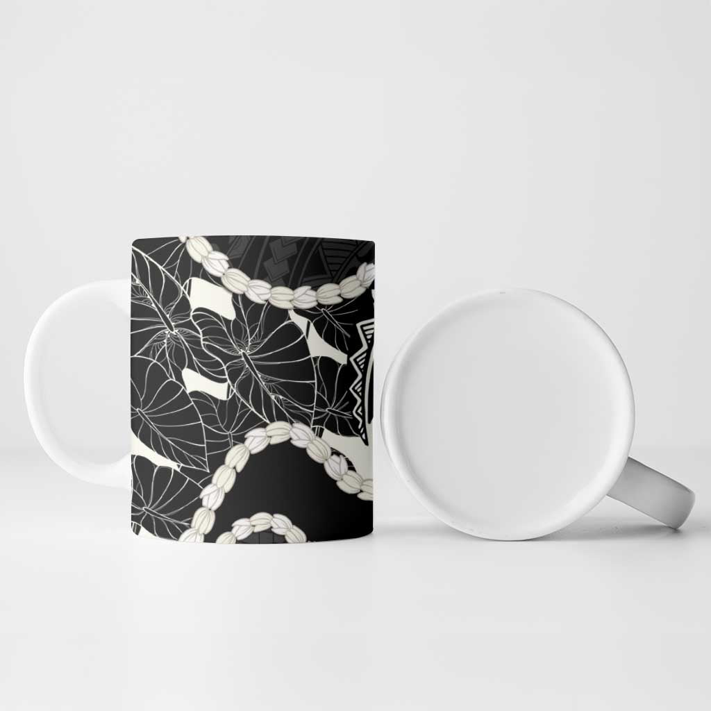 Aloha Hawaii Kalo Pikake Lei Ceramic Mug Chest Tattoo Black Hawaiian Pattern LT14 - Polynesian Pride