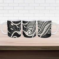 Aloha Hawaii Kalo Pikake Lei Ceramic Mug Chest Tattoo Black Hawaiian Pattern LT14 - Polynesian Pride