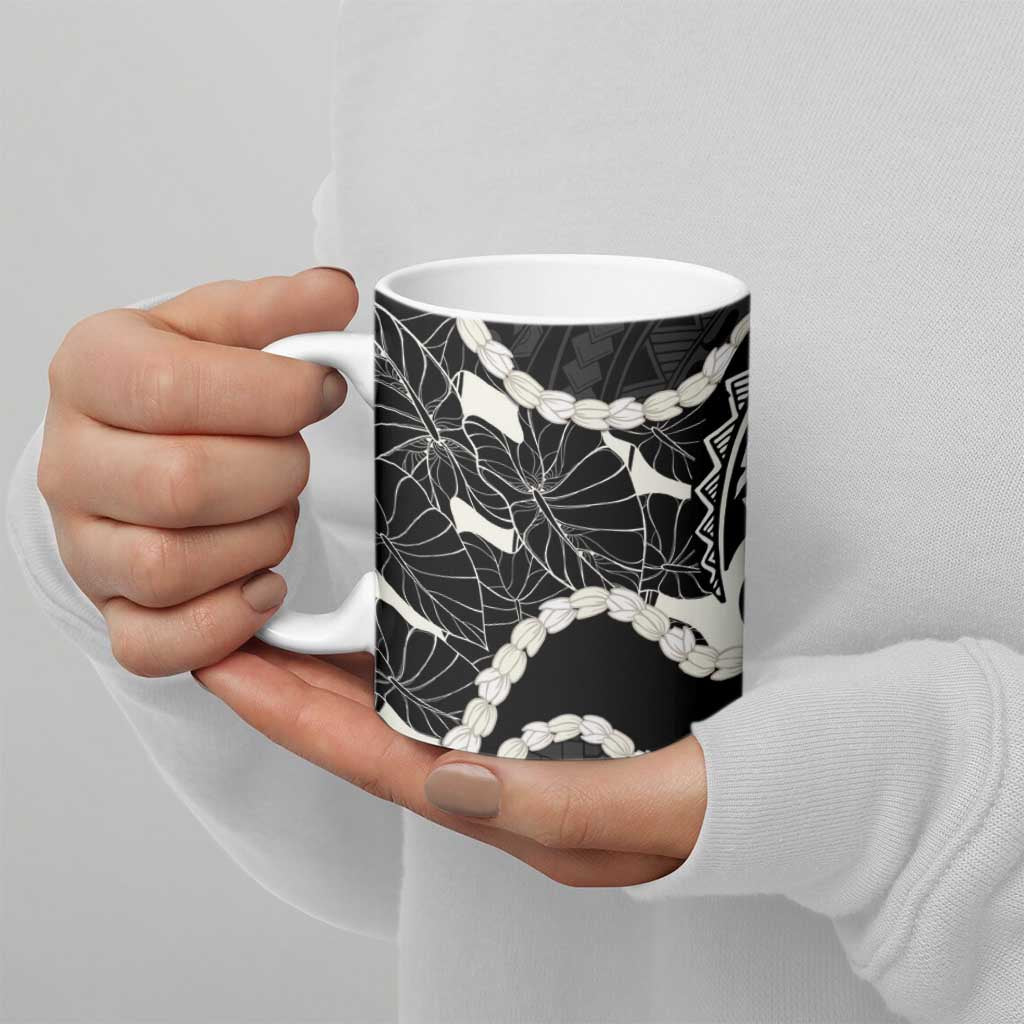 Aloha Hawaii Kalo Pikake Lei Ceramic Mug Chest Tattoo Black Hawaiian Pattern LT14 - Polynesian Pride