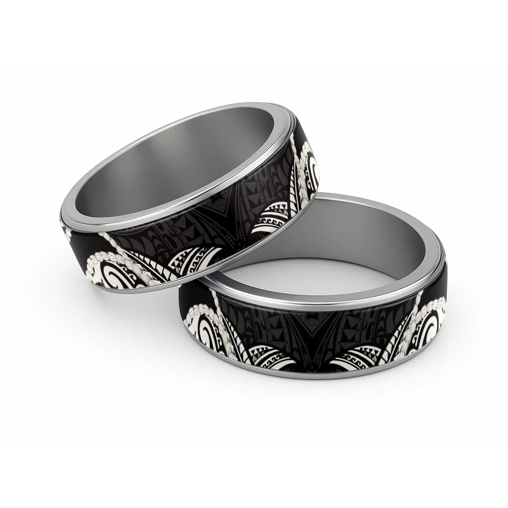 Aloha Hawaii Kalo Pikake Lei Classic Ring Chest Tattoo Black Hawaiian Pattern LT14 Sliver Black - Polynesian Pride