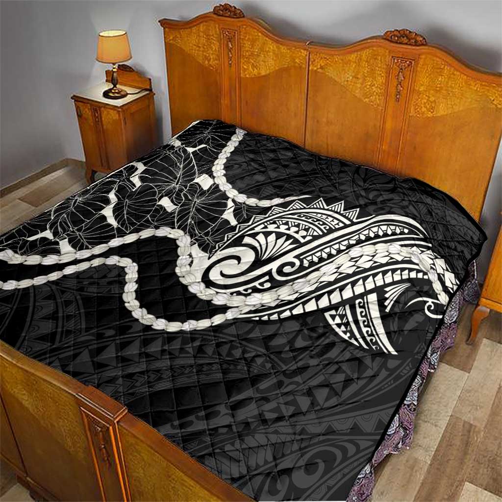 Aloha Hawaii Kalo Pikake Lei Quilt Chest Tattoo Black Hawaiian Pattern LT14 - Polynesian Pride