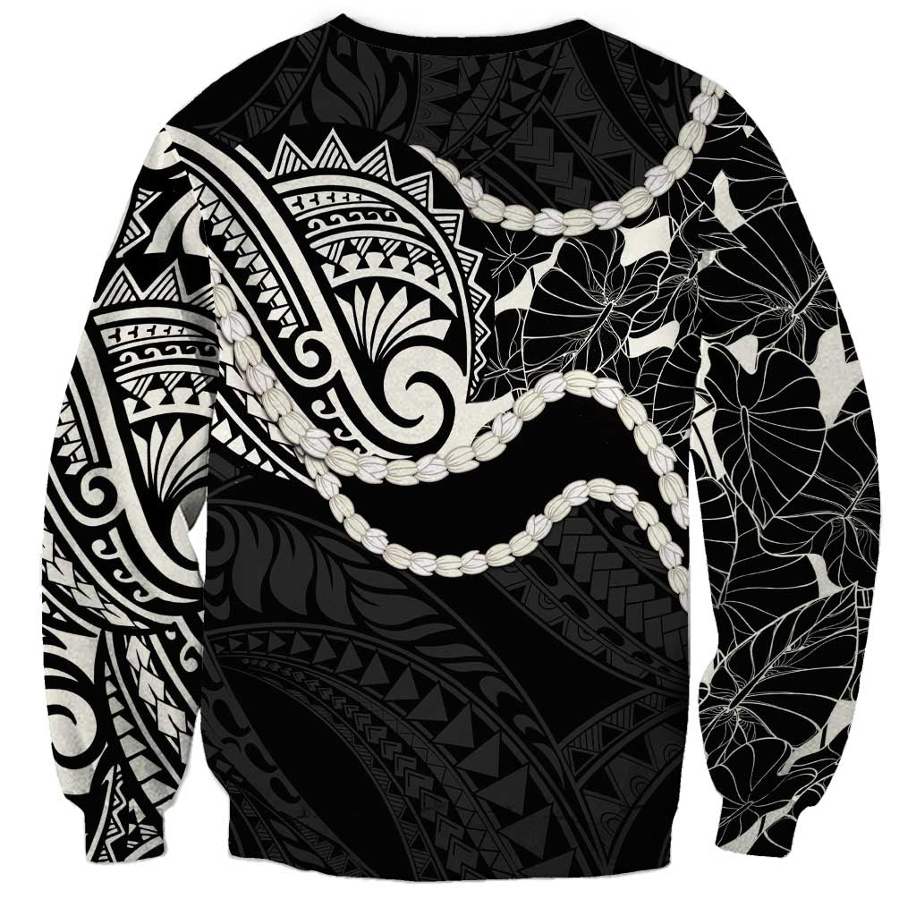 Aloha Hawaii Kalo Pikake Lei Sweatshirt Chest Tattoo Black Hawaiian Pattern LT14 - Polynesian Pride
