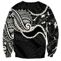 Aloha Hawaii Kalo Pikake Lei Sweatshirt Chest Tattoo Black Hawaiian Pattern LT14 - Polynesian Pride