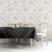 Aloha Hawaii Kalo Pikake Lei Tablecloth Chest Tattoo Black Hawaiian Pattern LT14 - Polynesian Pride
