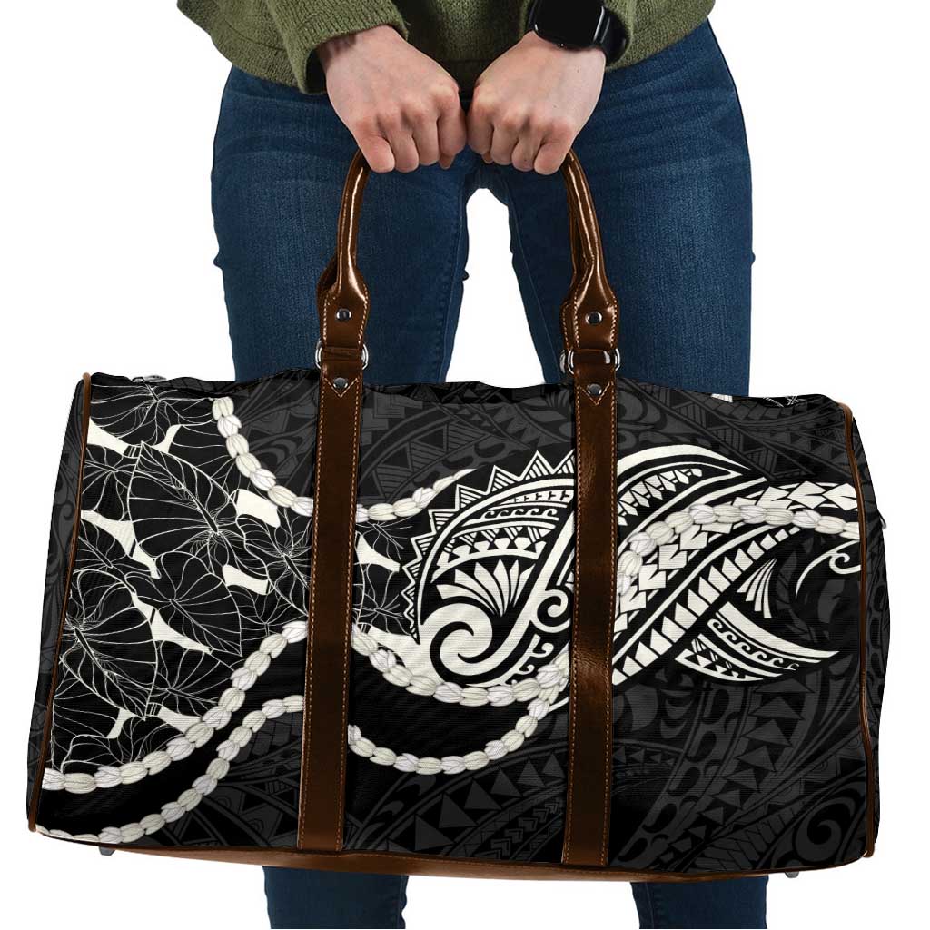 Aloha Hawaii Kalo Pikake Lei Travel Bag Chest Tattoo Black Hawaiian Pattern LT14 Black - Polynesian Pride