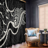 Aloha Hawaii Kalo Pikake Lei Window Curtain Chest Tattoo Black Hawaiian Pattern LT14 - Polynesian Pride