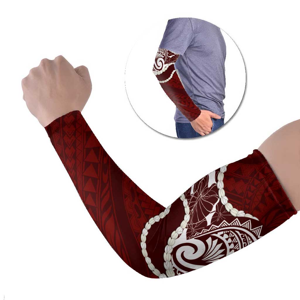 Aloha Hawaii Kalo Pikake Lei Arm Sleeves Chest Tattoo Oxblood Hawaiian Pattern LT14 Set of 2 Oxblood - Polynesian Pride