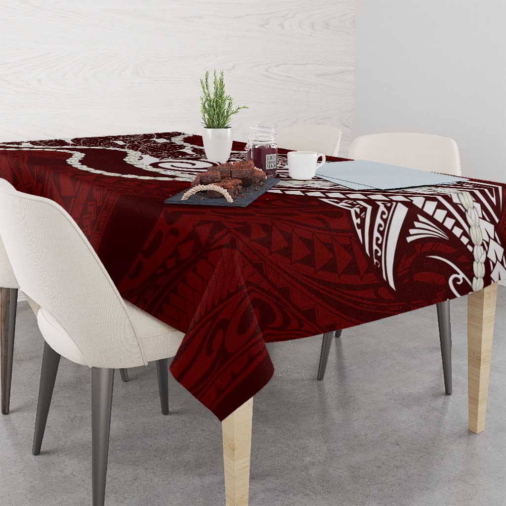 Aloha Hawaii Kalo Pikake Lei Tablecloth Chest Tattoo Oxblood Hawaiian Pattern LT14 - Polynesian Pride