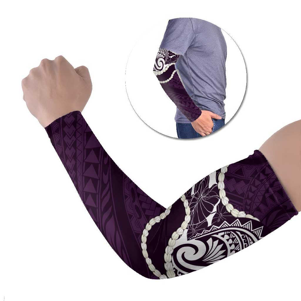 Aloha Hawaii Kalo Pikake Lei Arm Sleeves Chest Tattoo Purple Hawaiian Pattern LT14 Set of 2 Purple - Polynesian Pride