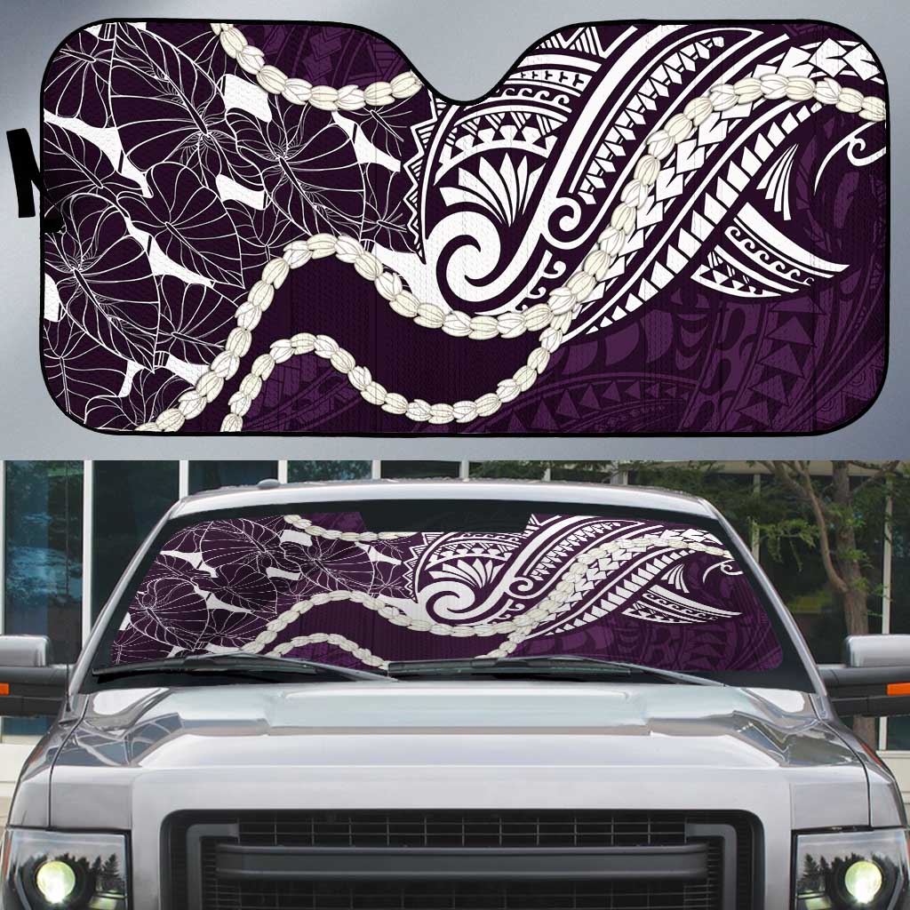 Aloha Hawaii Kalo Pikake Lei Auto Sun Shade Chest Tattoo Purple Hawaiian Pattern LT14 Purple - Polynesian Pride