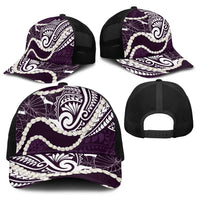Aloha Hawaii Kalo Pikake Lei Baseball Net Cap Chest Tattoo Purple Hawaiian Pattern LT14 - Polynesian Pride