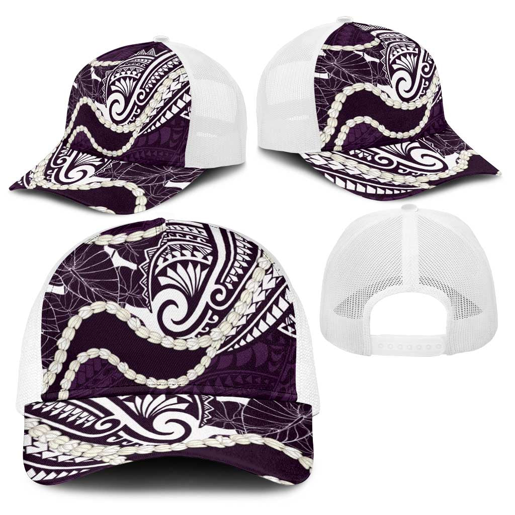 Aloha Hawaii Kalo Pikake Lei Baseball Net Cap Chest Tattoo Purple Hawaiian Pattern LT14 - Polynesian Pride