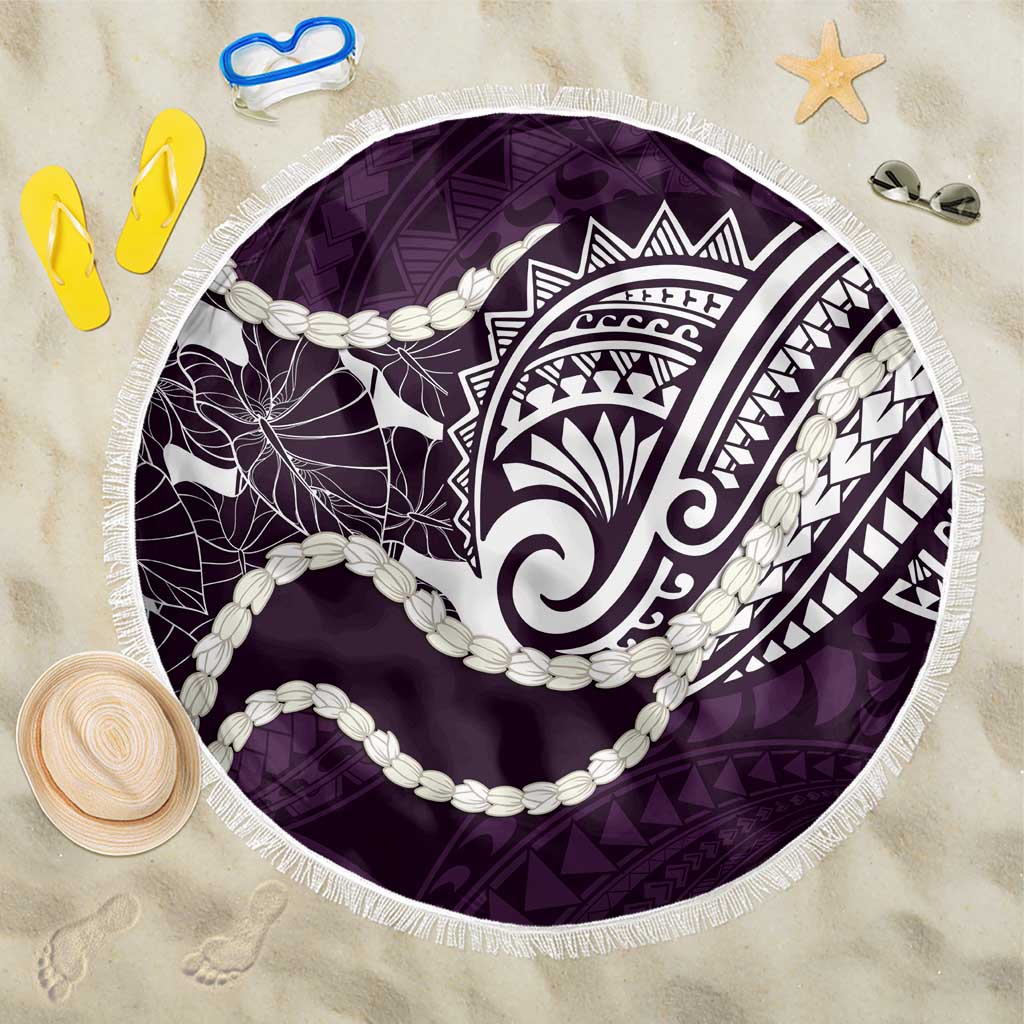 Aloha Hawaii Kalo Pikake Lei Beach Blanket Chest Tattoo Purple Hawaiian Pattern LT14 One Size 150cm Purple - Polynesian Pride