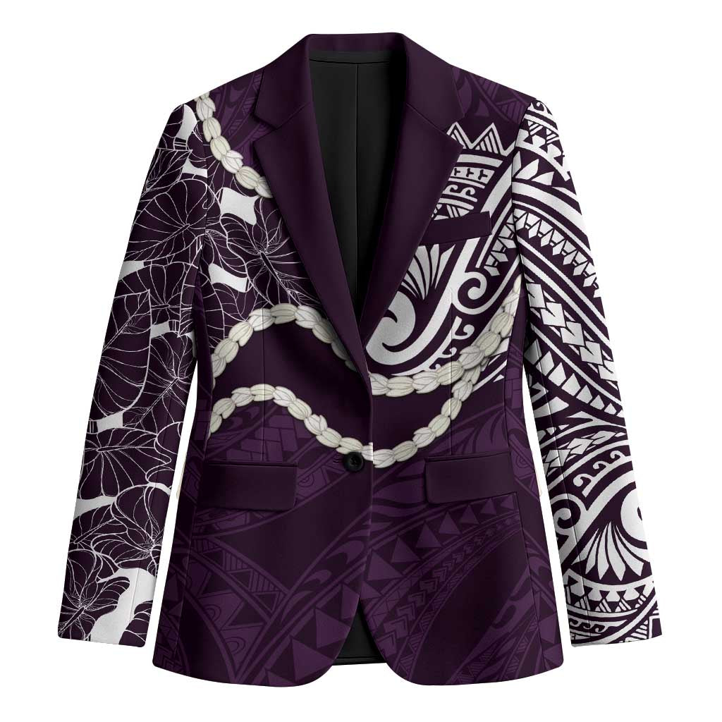 Aloha Hawaii Kalo Pikake Lei Blazer Chest Tattoo Purple Hawaiian Pattern LT14 Unisex Purple - Polynesian Pride