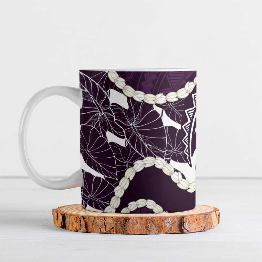 Aloha Hawaii Kalo Pikake Lei Ceramic Mug Chest Tattoo Purple Hawaiian Pattern LT14 Purple - Polynesian Pride