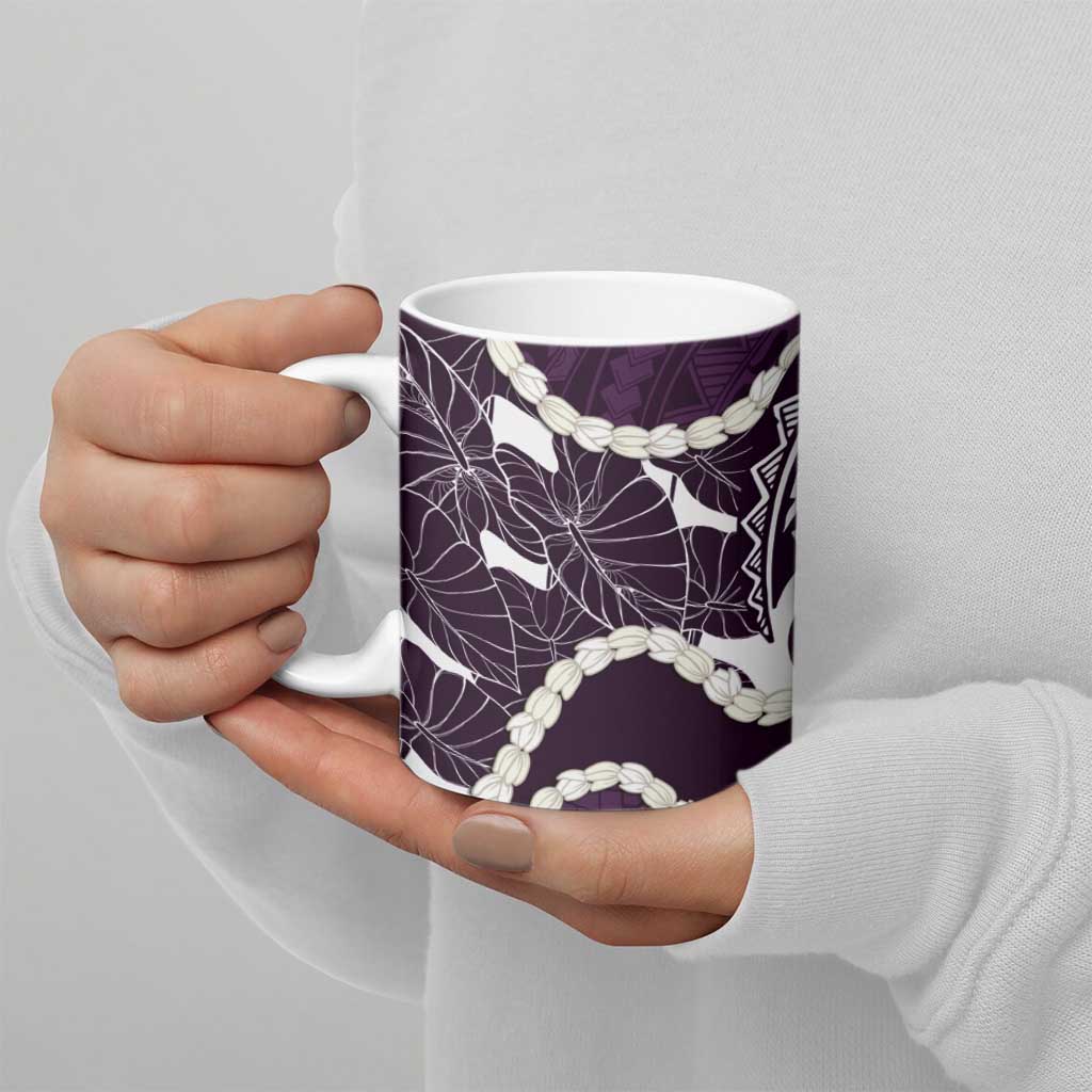Aloha Hawaii Kalo Pikake Lei Ceramic Mug Chest Tattoo Purple Hawaiian Pattern LT14 - Polynesian Pride